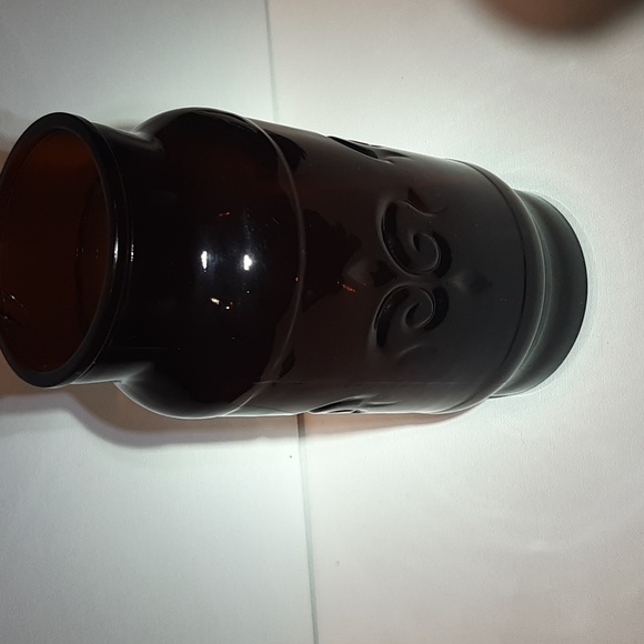 Vintage Dark Amber Fleur-de-lis Cremora Apothecary Jar - Picture 8 of 8